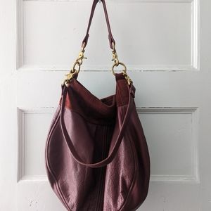 LEATHER BY LAURA LANGFORD Shoulder Bag with Floral Lining Scallop Shape Purse